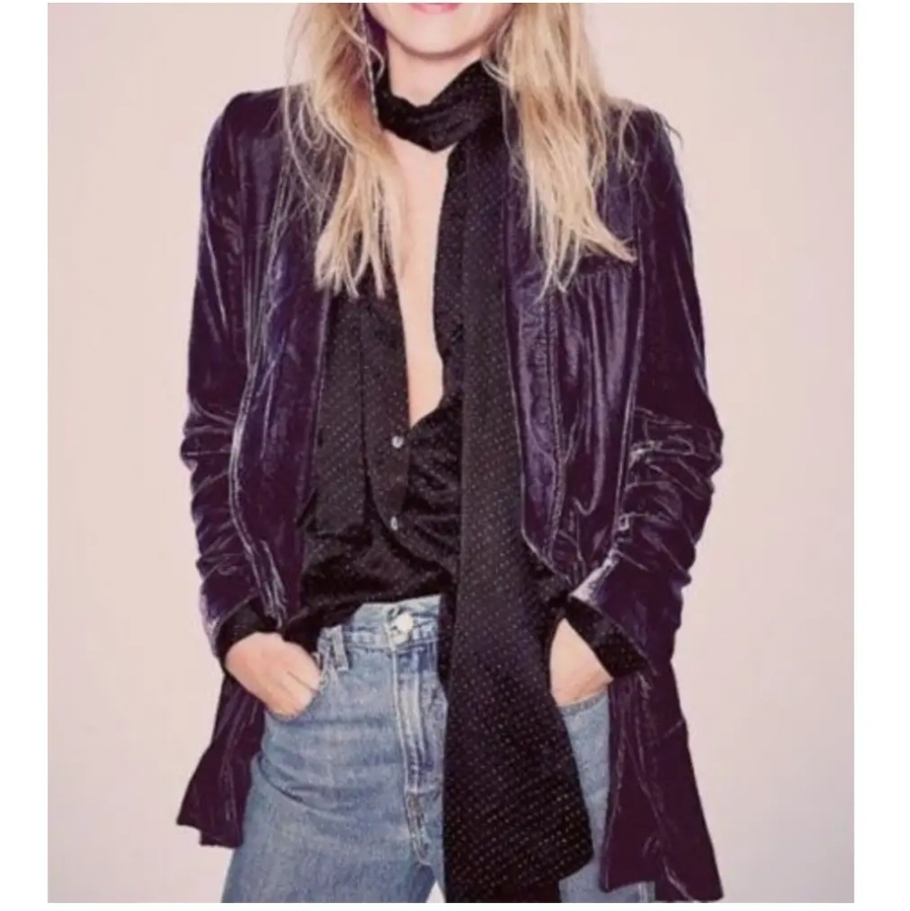Free People Purple Velvet Blazer Jacket